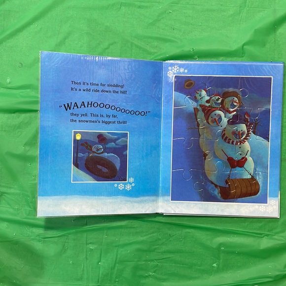 Snowman At Night Jigsaw PUZZLE  BOOK Christmas Caralyn Buehner Board Book RARE! - Picture 7 of 9